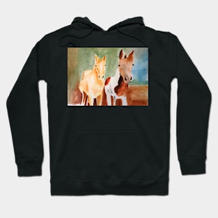 Two Horses in the Country Painting Hoodie